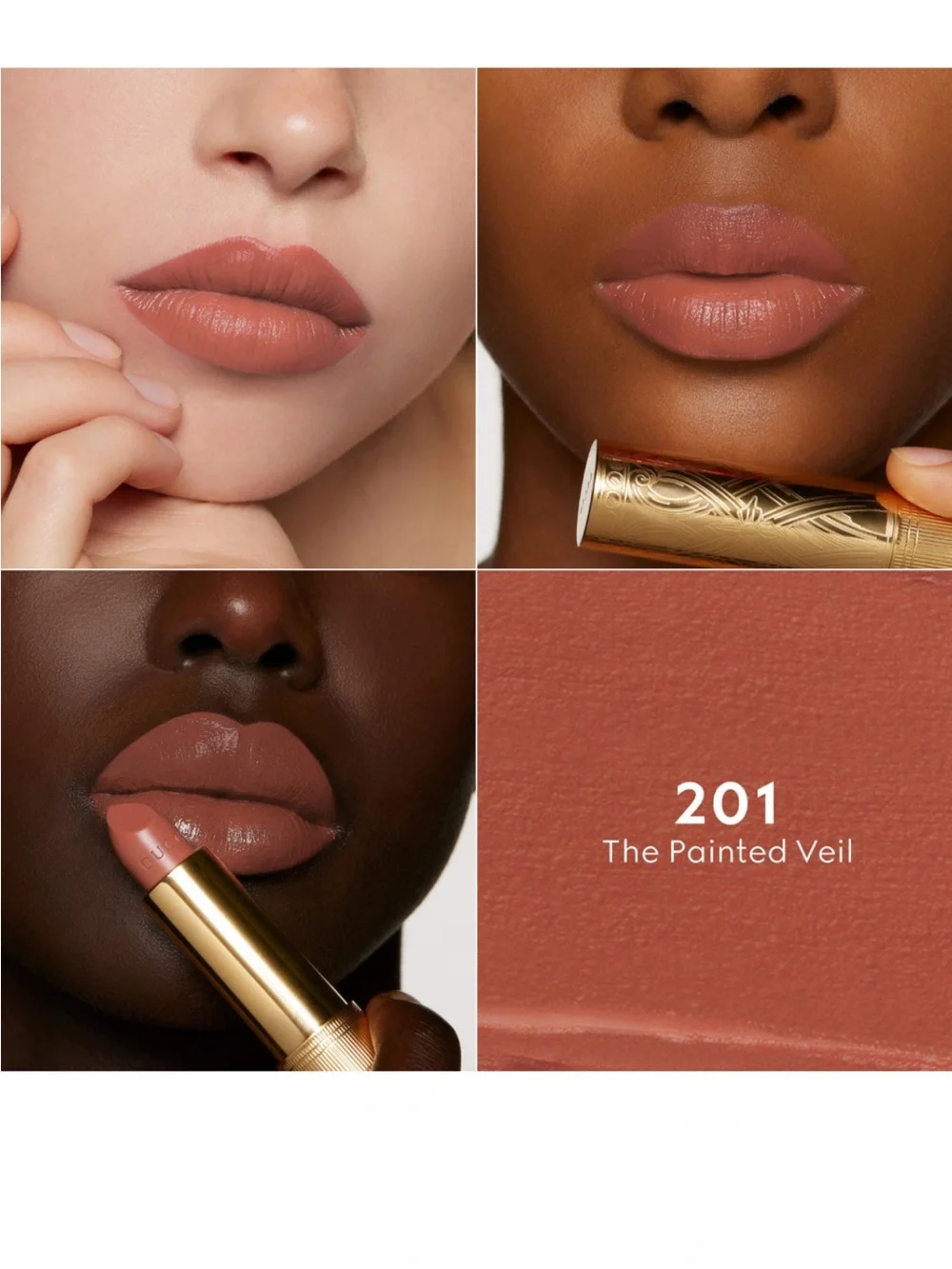 Gucci Long Lasting Satin Lipstick. Color: 201 The painted veil